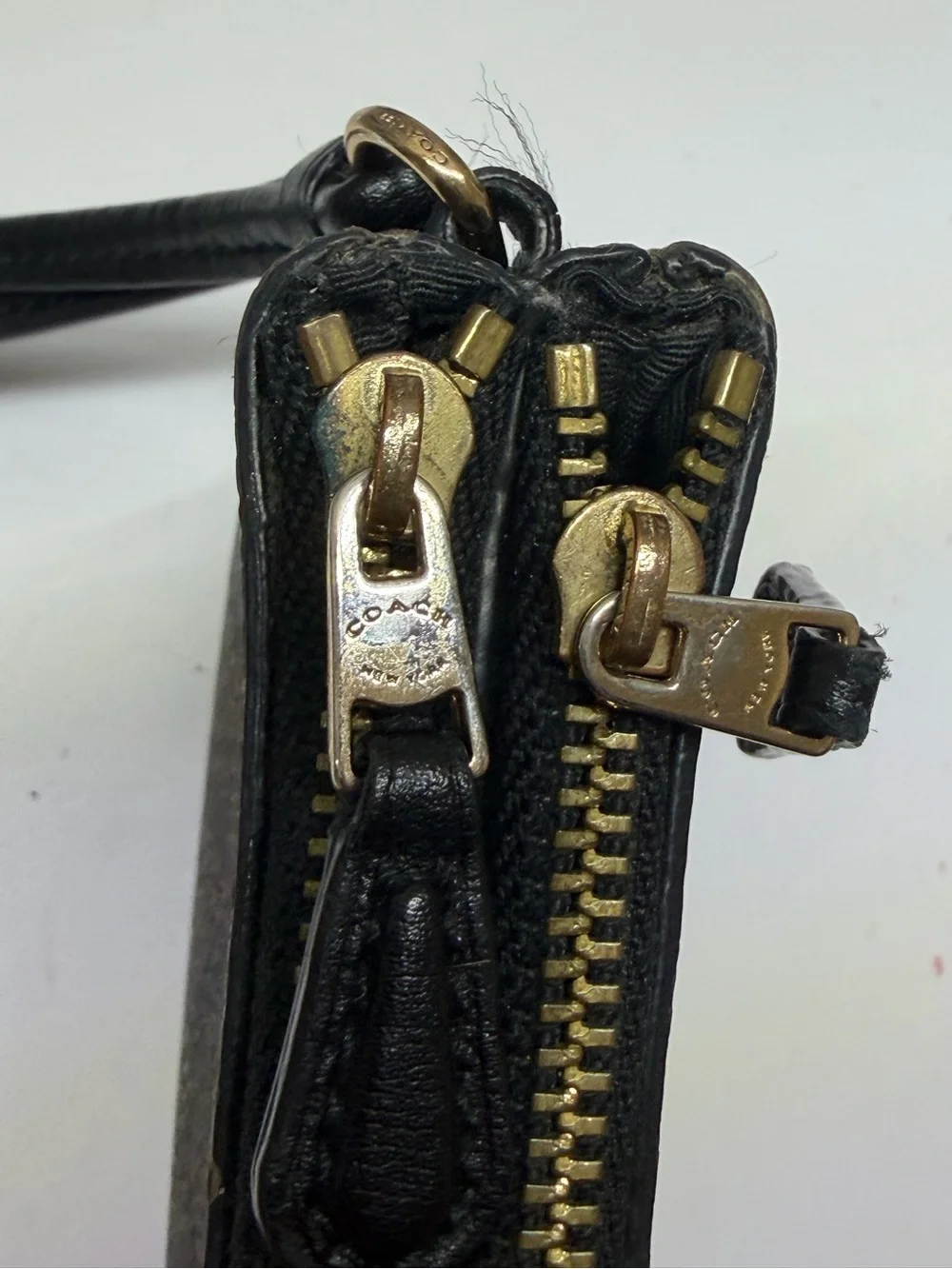 coach double zip wristlet wallet in signature canvas